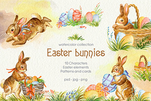 Easter Bunnies Watercolor Collection