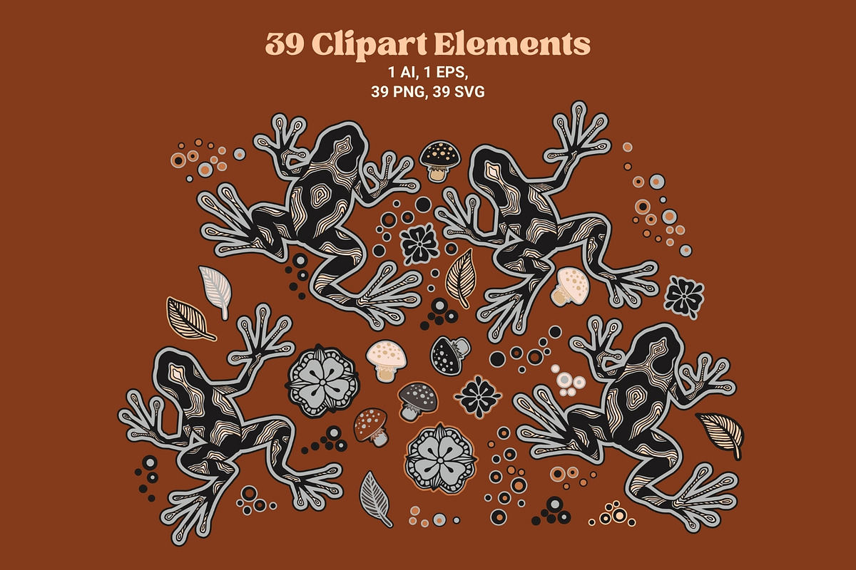 Line Art Frogs Patterns, Borders, a Pattern Graphic by ilonitta (Photo 8 of 13)