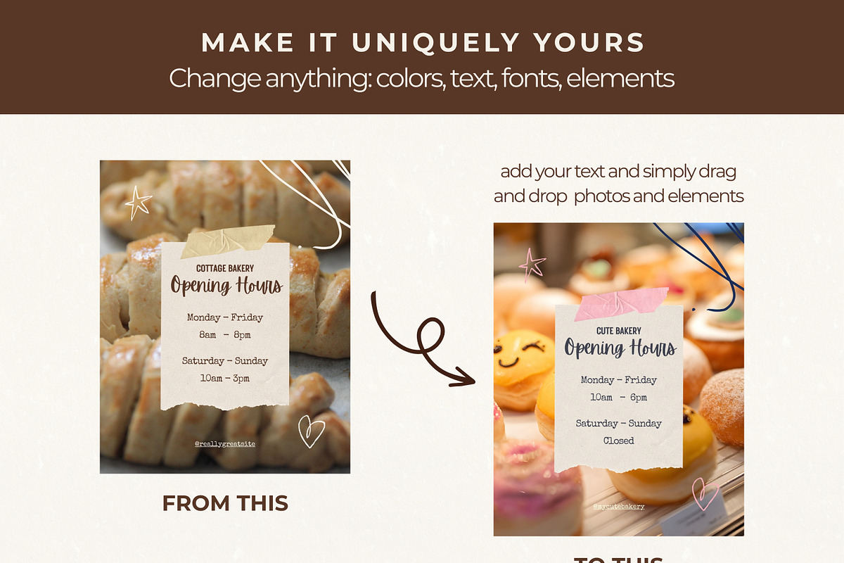 Bakery Instagram Templates, a Social Media Template by Anna Design Studio (Photo 6 of 11)