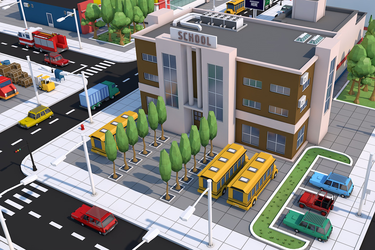 Low Poly City Town Pack, an Architecture 3D Model by multimedia4ds (Photo 14 of 41)