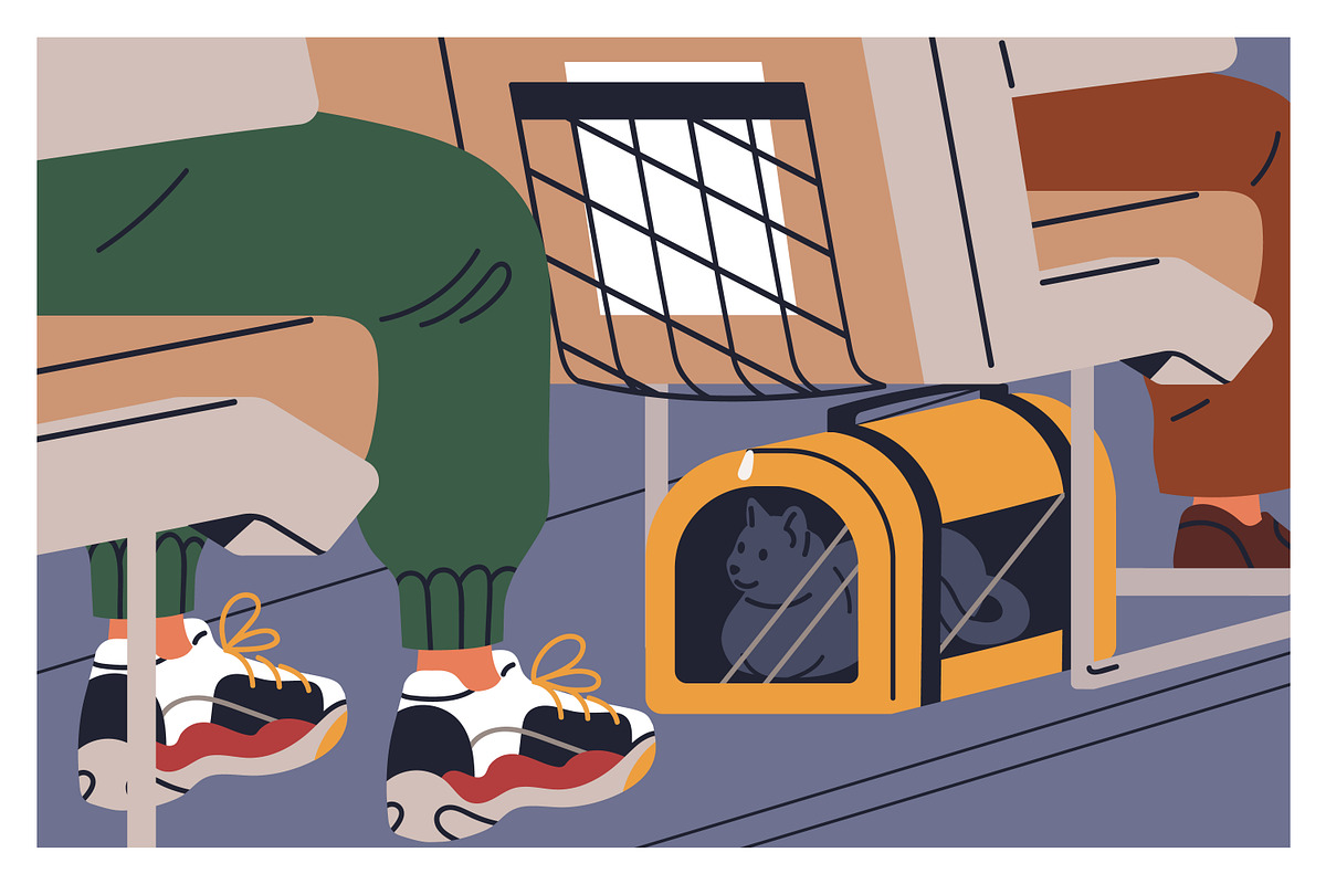 People travel by air in plane set, a Transportation Illustration by Good Studio (Photo 12 of 16)