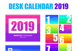 Monthly Desk Calendar 2019