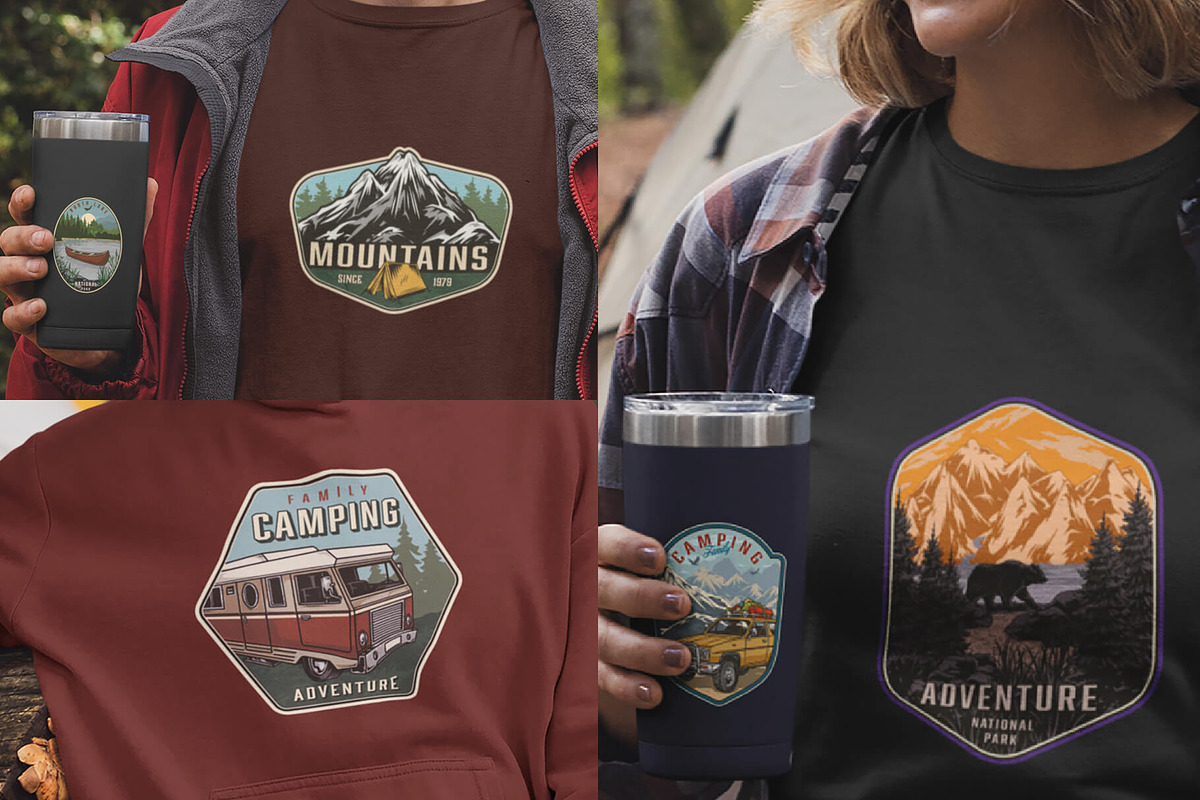 64 Retro Camping badges, a Branding & Logo Template by DGIM studio (Photo 5 of 7)