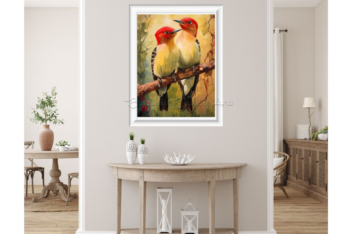 64 Lovebirds on a Branch Art, an Illustration by Art Paradise Studios (Photo 7 of 10)