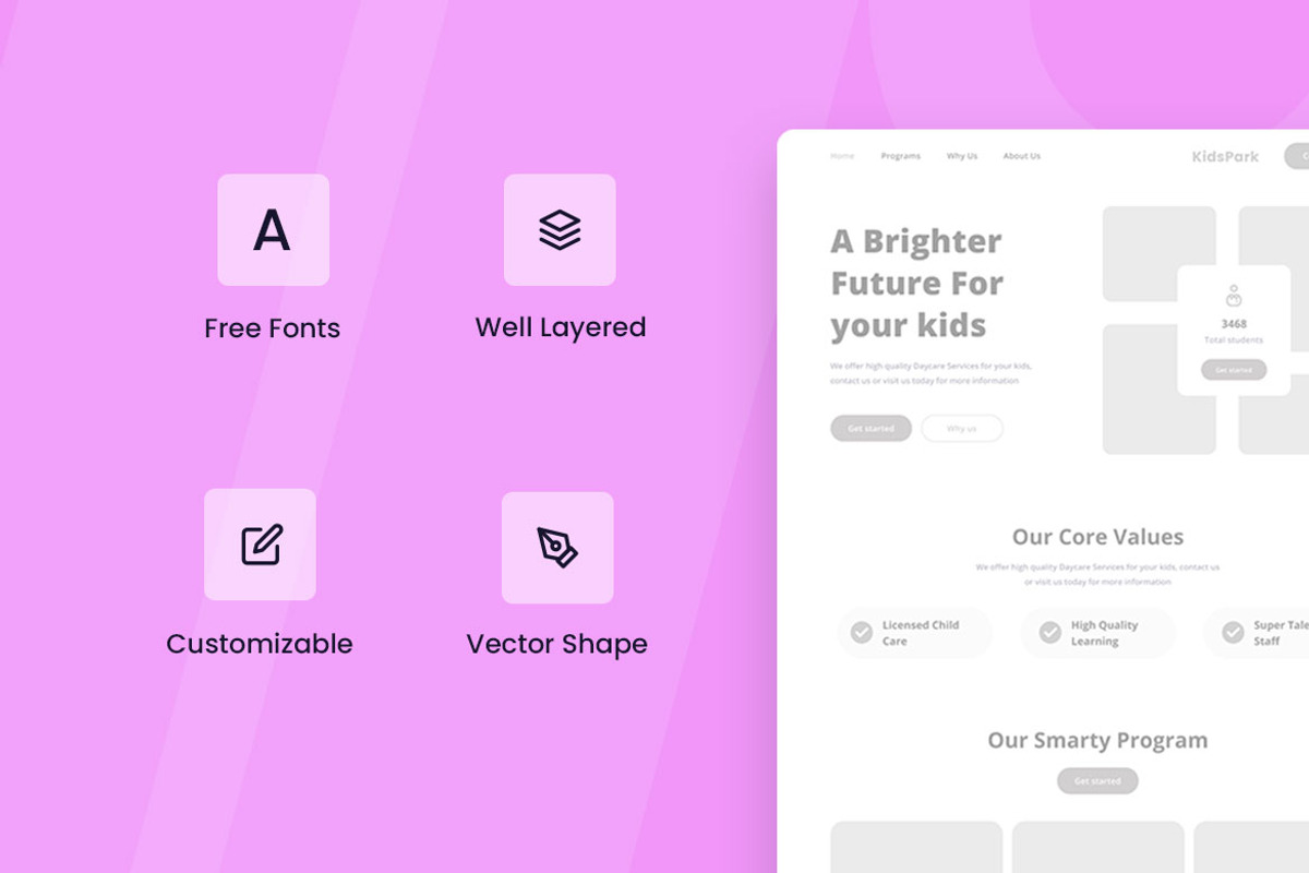 Child Care Wireframe Website, a Websites & App Template by INSPR STD (Photo 4 of 6)