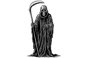 Grim Reaper Linocut