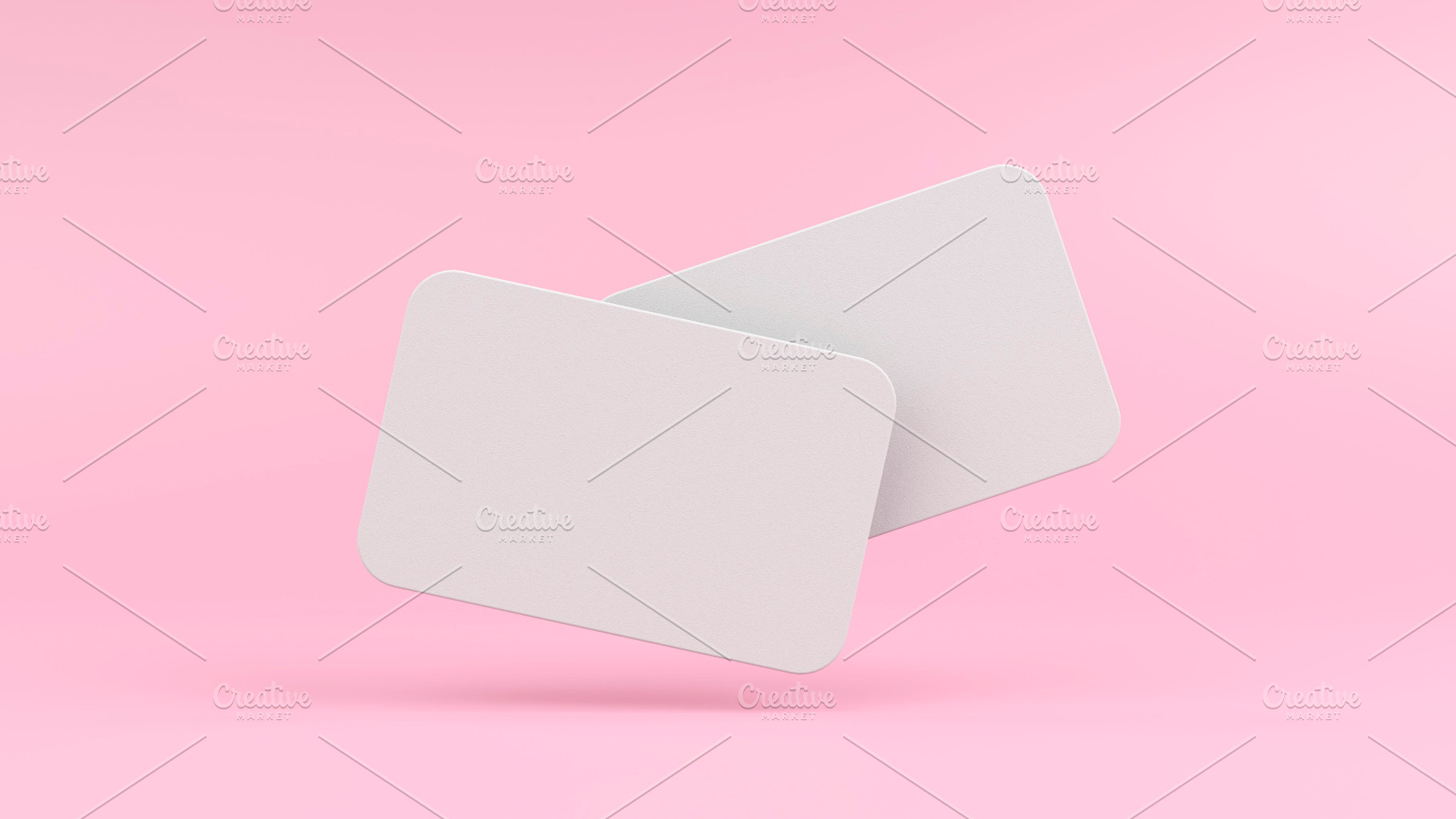 Blank white business cards isolated on pink pastel background 3D illustration, a Business Photo by RF Images