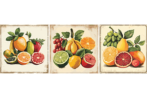 Vintage fruit poster cartoon vector, a Food Illustration by Onyx