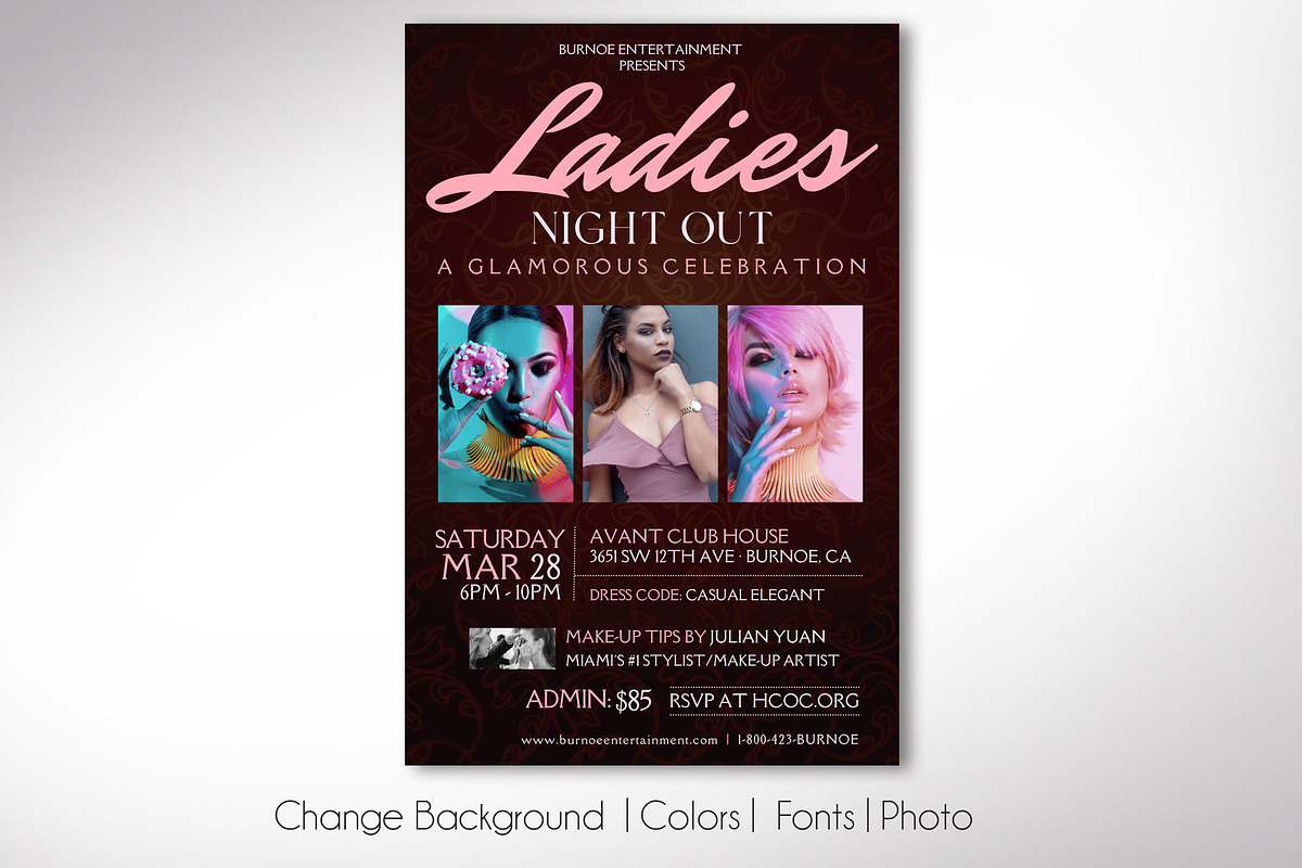 Ladies Night Flyer Canva Template, a Flyer Template by Godserv Designs (Photo 2 of 10)