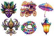 Mardi Gras Sublimation Clipart, an Illustration by Watercolor design (Thumbnail 2 of 4)