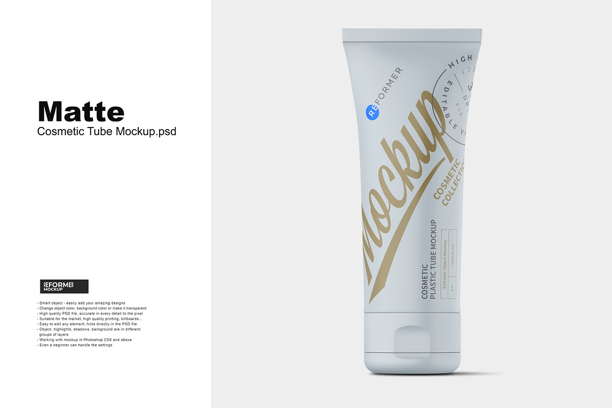 Matte Cosmetic Tube Mockup, a Product Mockup by Reformer Mockup (Photo 1 of 4)