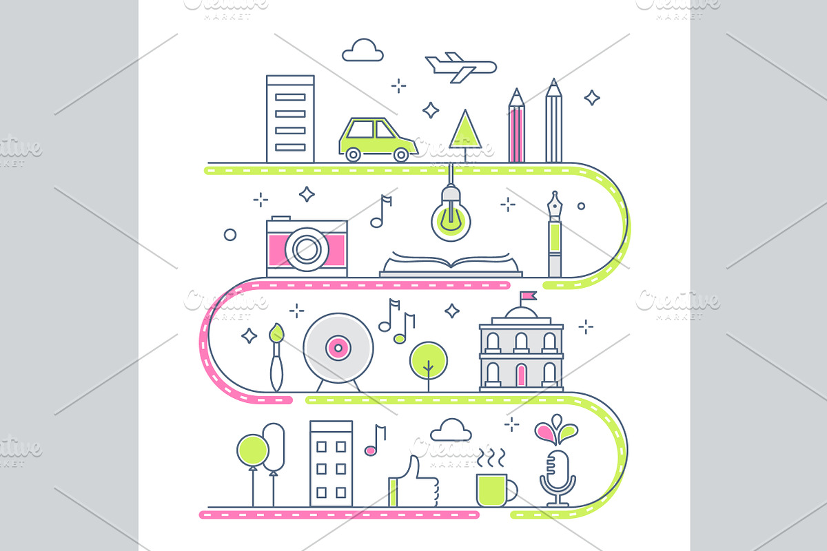 Creative Town Line Illustration, an Illustration by Julia Batsheva