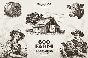 600 Farming Illustrations