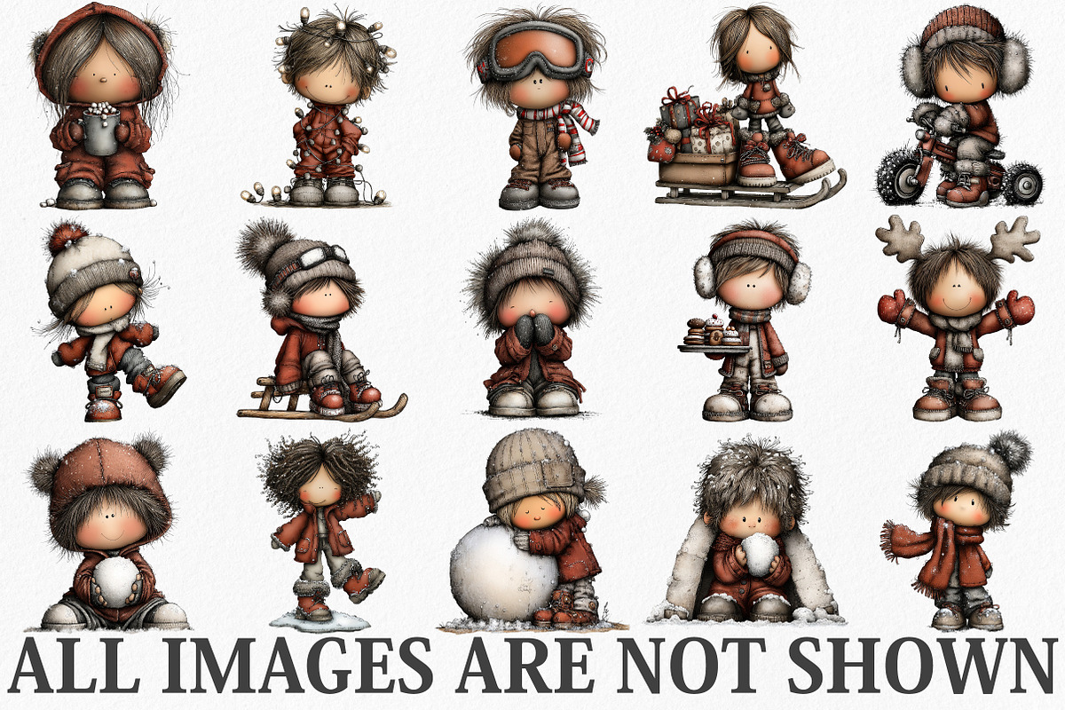 Whimsical Winter Kids Clipart Bundle, an Illustration by Canvas Craft (Photo 3 of 6)