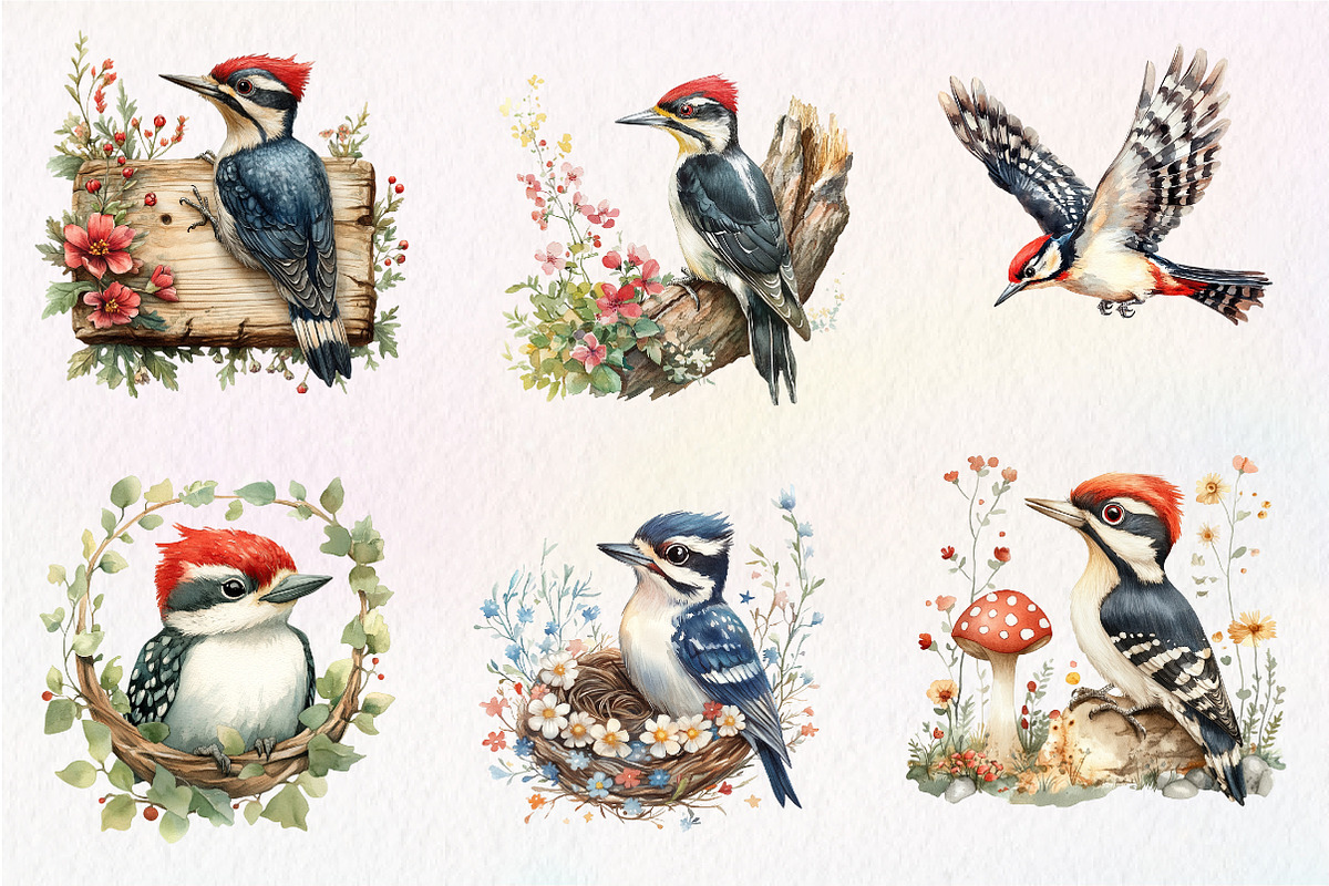 Downy Woodpecker Clipart, Cute Woodp, an Illustration by CreationArt (Photo 4 of 5)