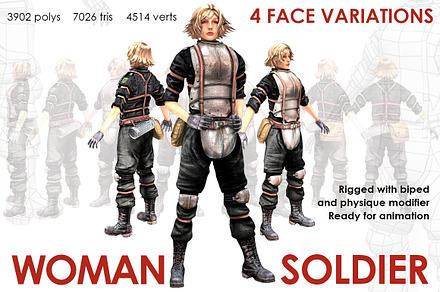 Woman Soldier, a Characters & Person 3D Model by Beatheart Creative Studio