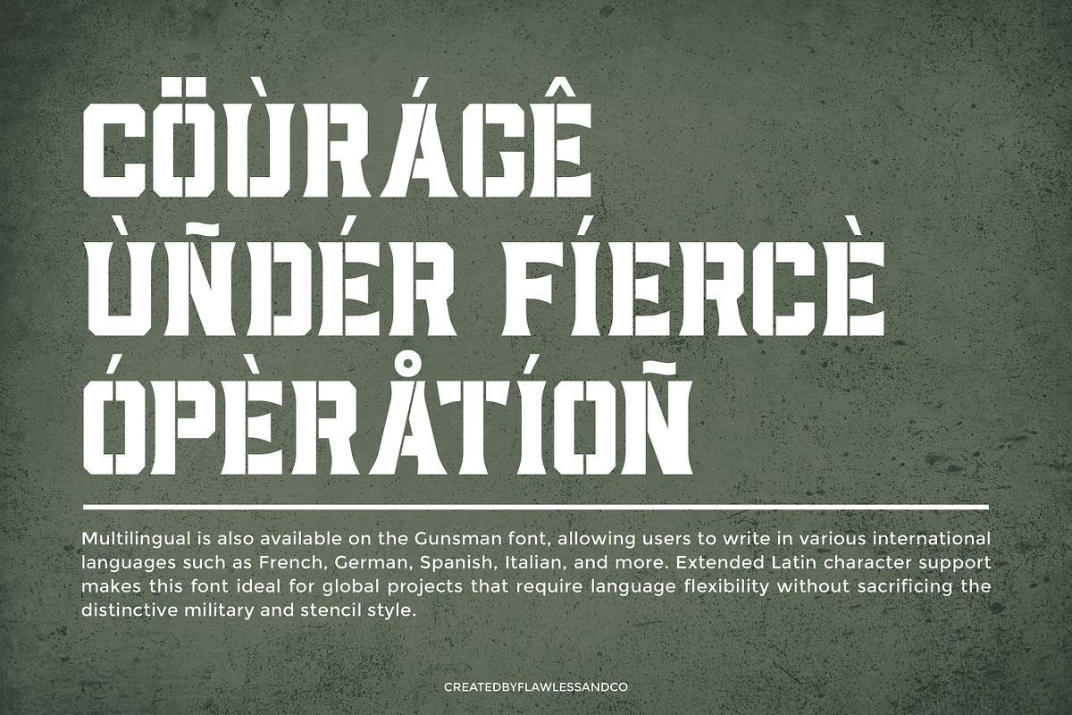 Gunsman - Millitary Display Serif Fo, a Font by Flawless And Co (Photo 10 of 10)
