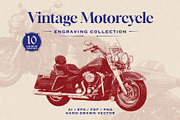 Vintage Motorcycle Engraving, a Transportation Illustration by Kaizla03 (Thumbnail 1 of 5)