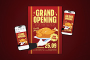 Restaurant Grand Opening Flyer Set, a Flyer Template by The Good Store (Thumbnail 1 of 2)