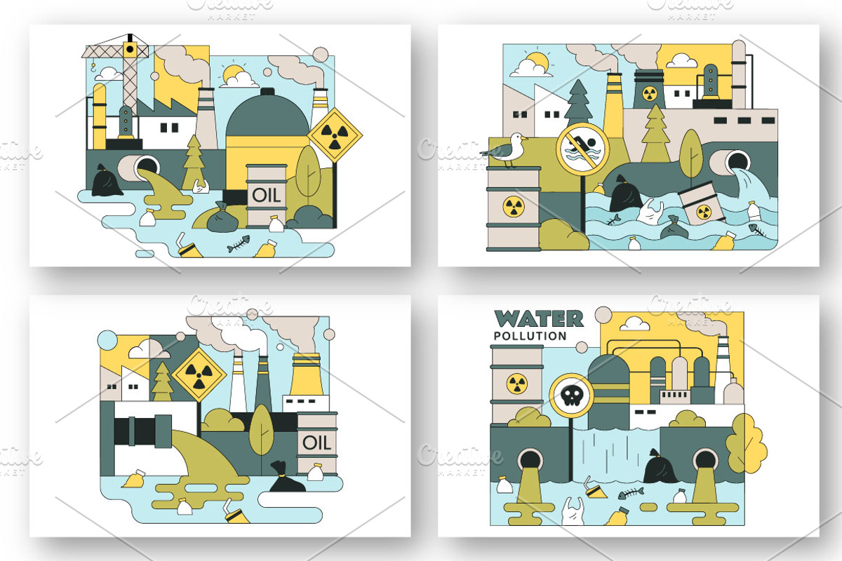 10 Water Pollution Illustration, an Object Illustration by denayunebgt (Photo 2 of 4)