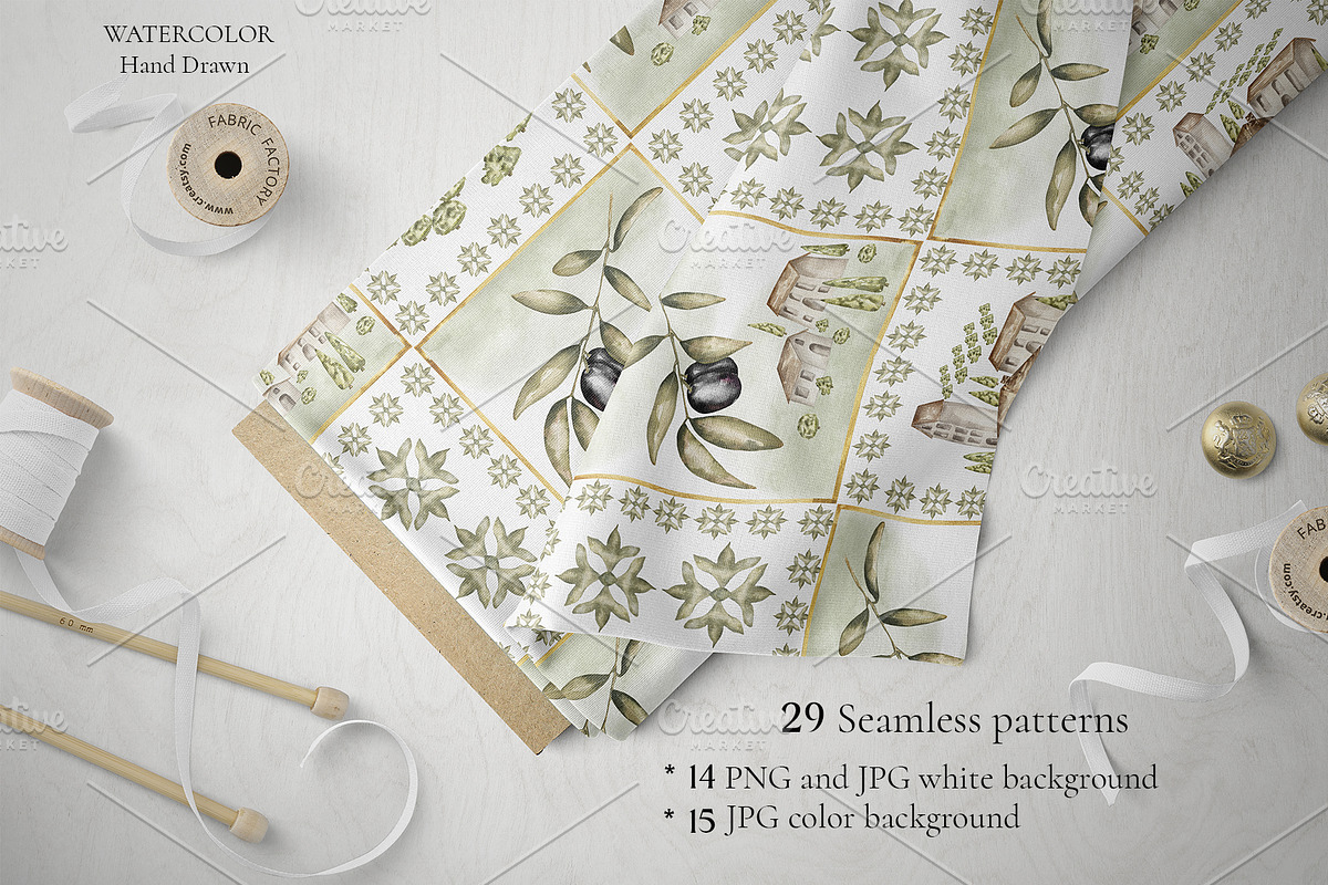 Watercolor Tiles Pattern Collection, a Pattern Graphic by MayaNavits (Photo 2 of 13)