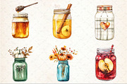 Watercolor Fall Mason Jars Clipart, an Illustration by Rose Art (Thumbnail 3 of 7)