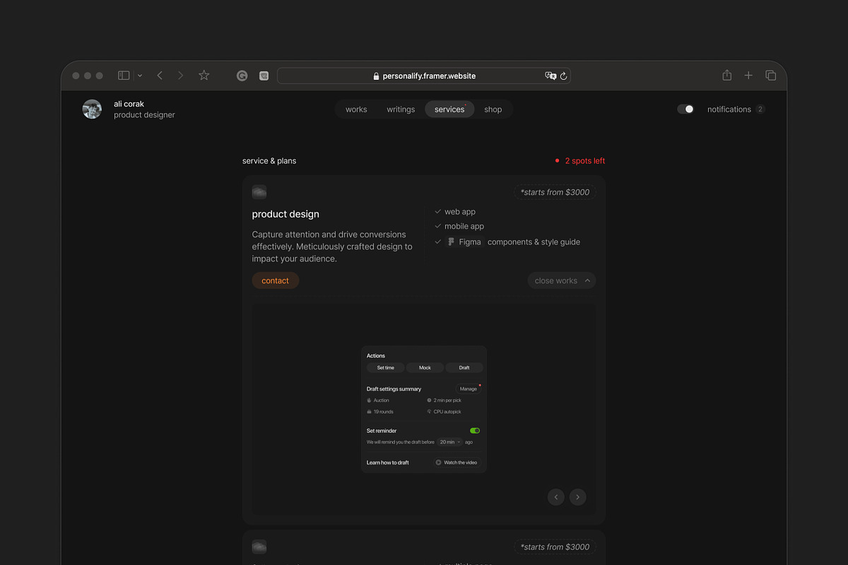 Personalify Framer Template, a Websites & App Template by Ali Çorak (Photo 3 of 5)