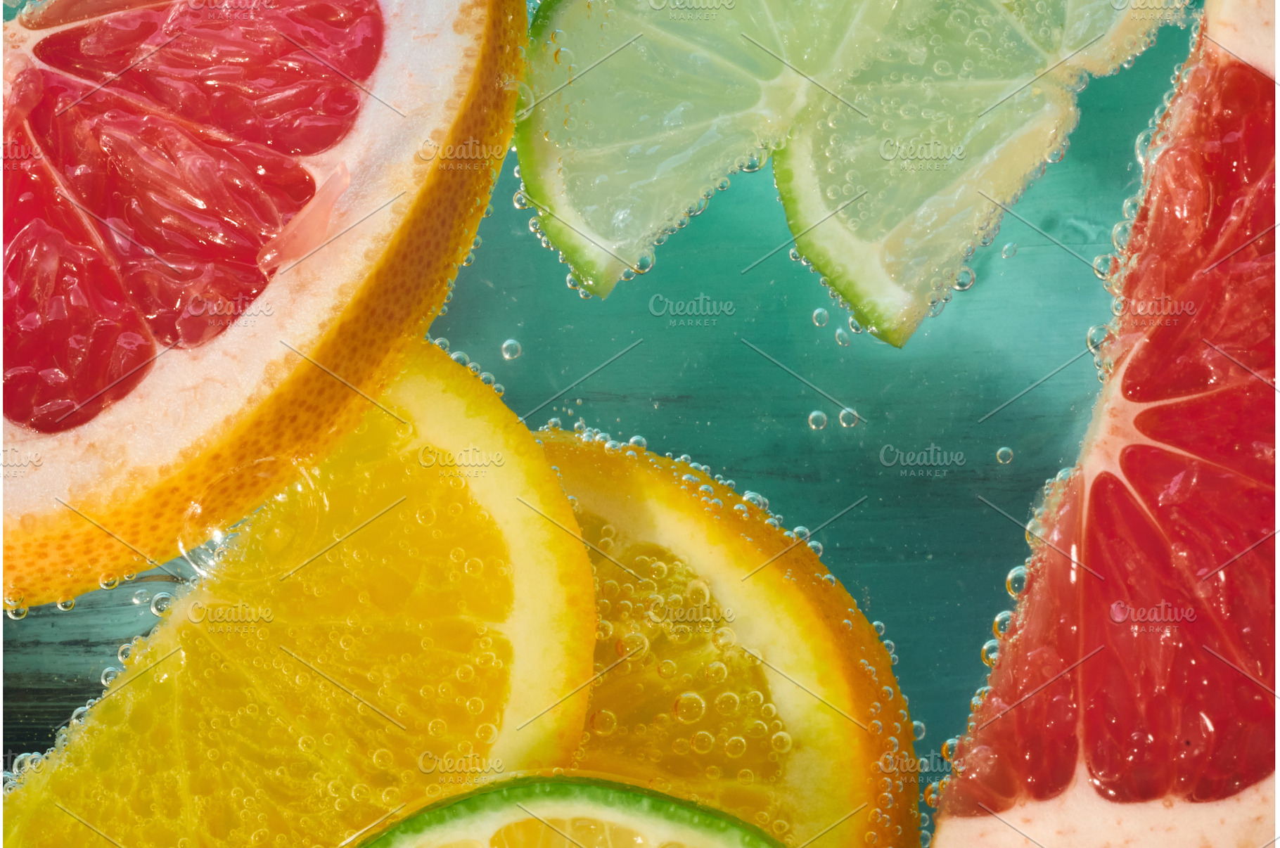 Bright slices of grapefruit, lime, a Food & Drink Photo by darksoul72