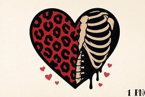 Valentine Skeleton Ribs Leopard Hear, an Illustration by DreamPrint404