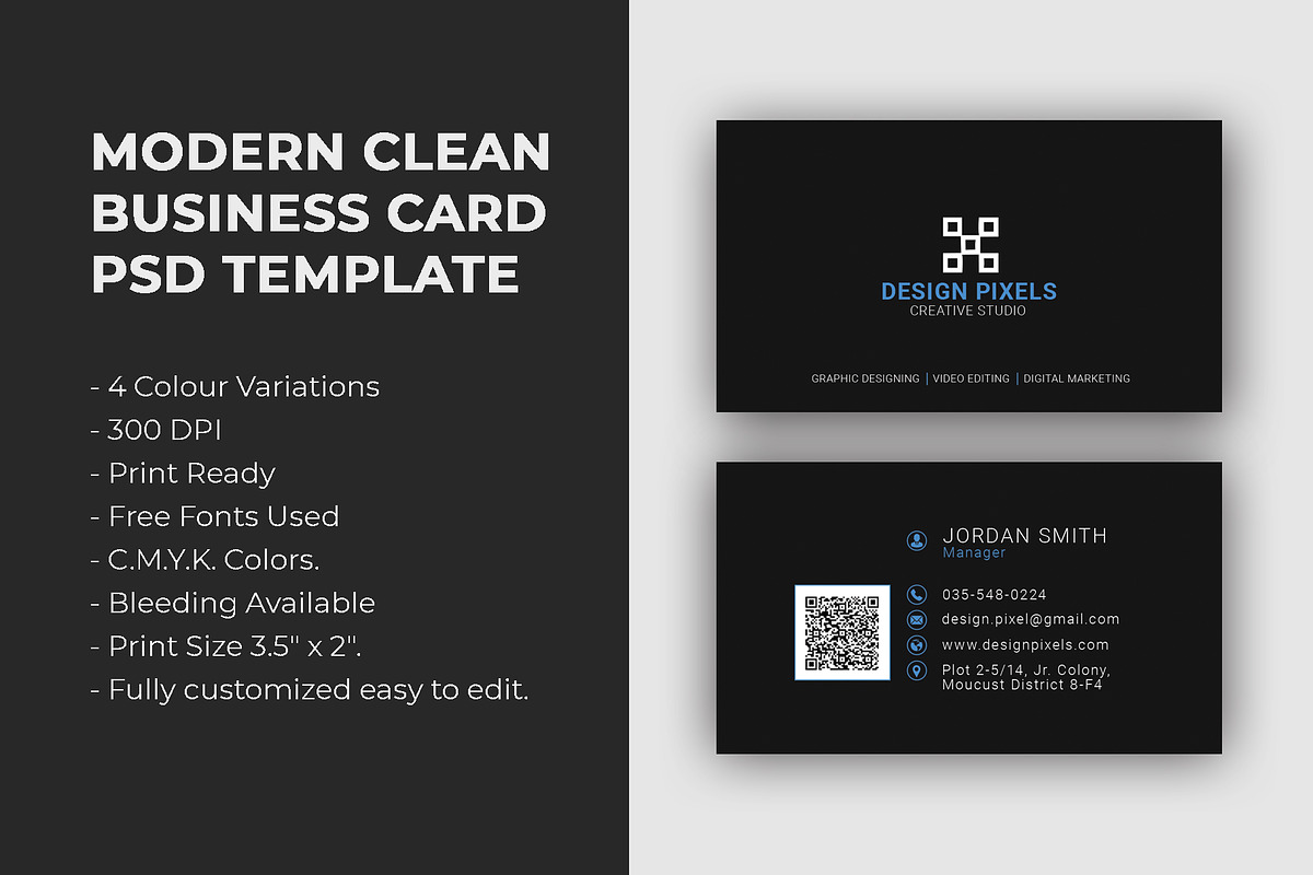 Modern Clean Business Card, a Business Card Template by Saman Osama (Photo 1 of 5)