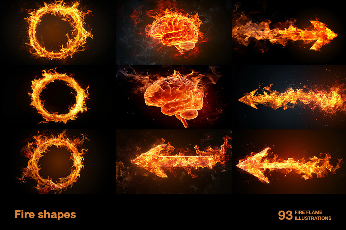 Fire shapes. Collection, an Object Graphic by Handmadefont