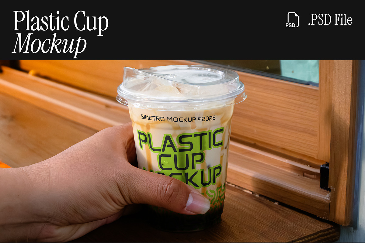 Plastic Cup Mockup, a Packaging Mockup by Simetrica Labs (Photo 1 of 3)