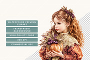 Autumn Witch Cottagecore Clipart, a Seasonal Illustration by BusyDaydesign (Thumbnail 7 of 7)
