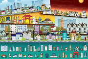 Cityscape Vector Set, an Illustration by Louis D. Wiyono (Thumbnail 1 of 4)
