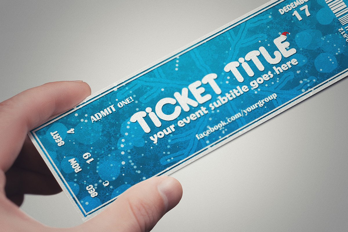 Blue Christmas ticket template, a Card Template by Tzochko (Photo 1 of 5)