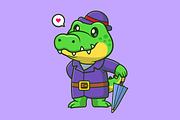Cute Detective Crocodile Cartoon, an Animal Illustration by Catalyst Labs (Thumbnail 2 of 3)