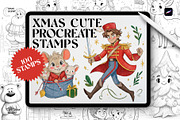 Xmas Cute Procreate Stamps, a Shape Add-On by Spasibenko Art (Thumbnail 1 of 4)