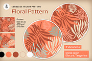 Leaves Pattern Electric Tangerine, a Pattern Graphic by Pia Kolle (Thumbnail 2 of 6)