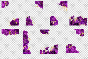 5x7 Purple And Gold Floral Overlays