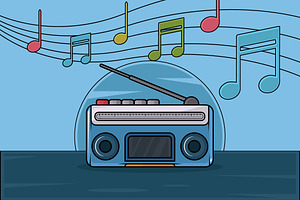 Retro Radio vector illustration, a Decorative Illustration by zyxroun shop