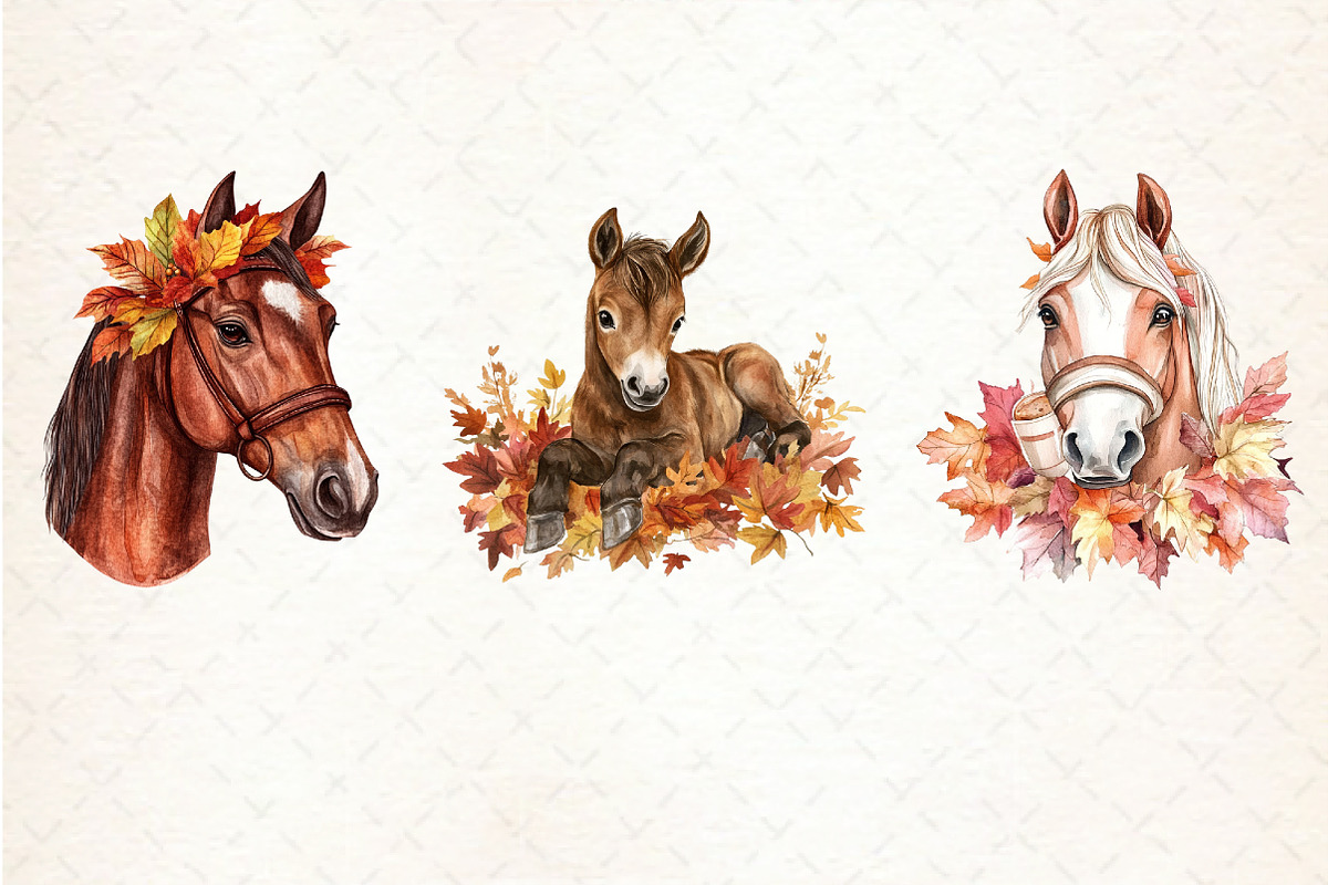Autumn Brown Horse Clipart, an Illustration by Libby Wishes (Photo 7 of 7)