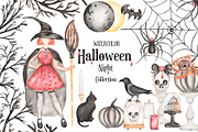 Watercolor Halloween Night, a Decorative Illustration by MayaNavits (Thumbnail 1 of 9)