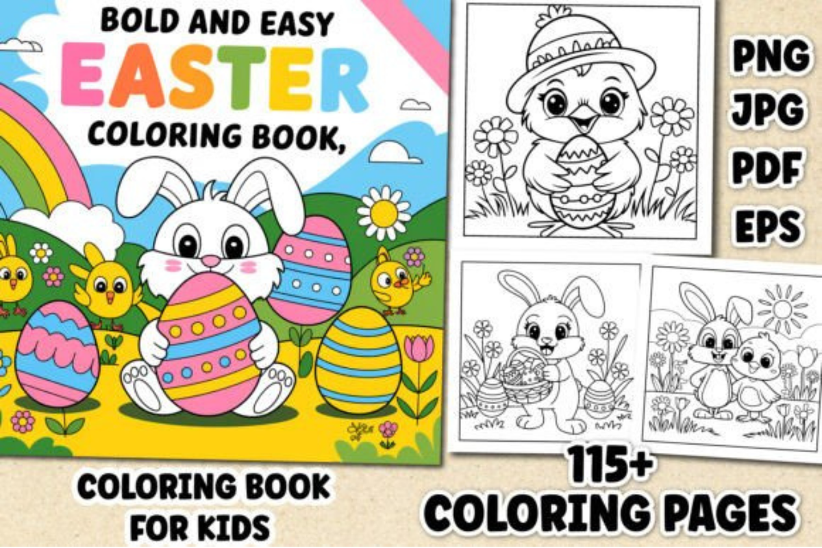 Bold and Easy Easter Coloring Book, a Graphic by shopcosm (Photo 1 of 2)