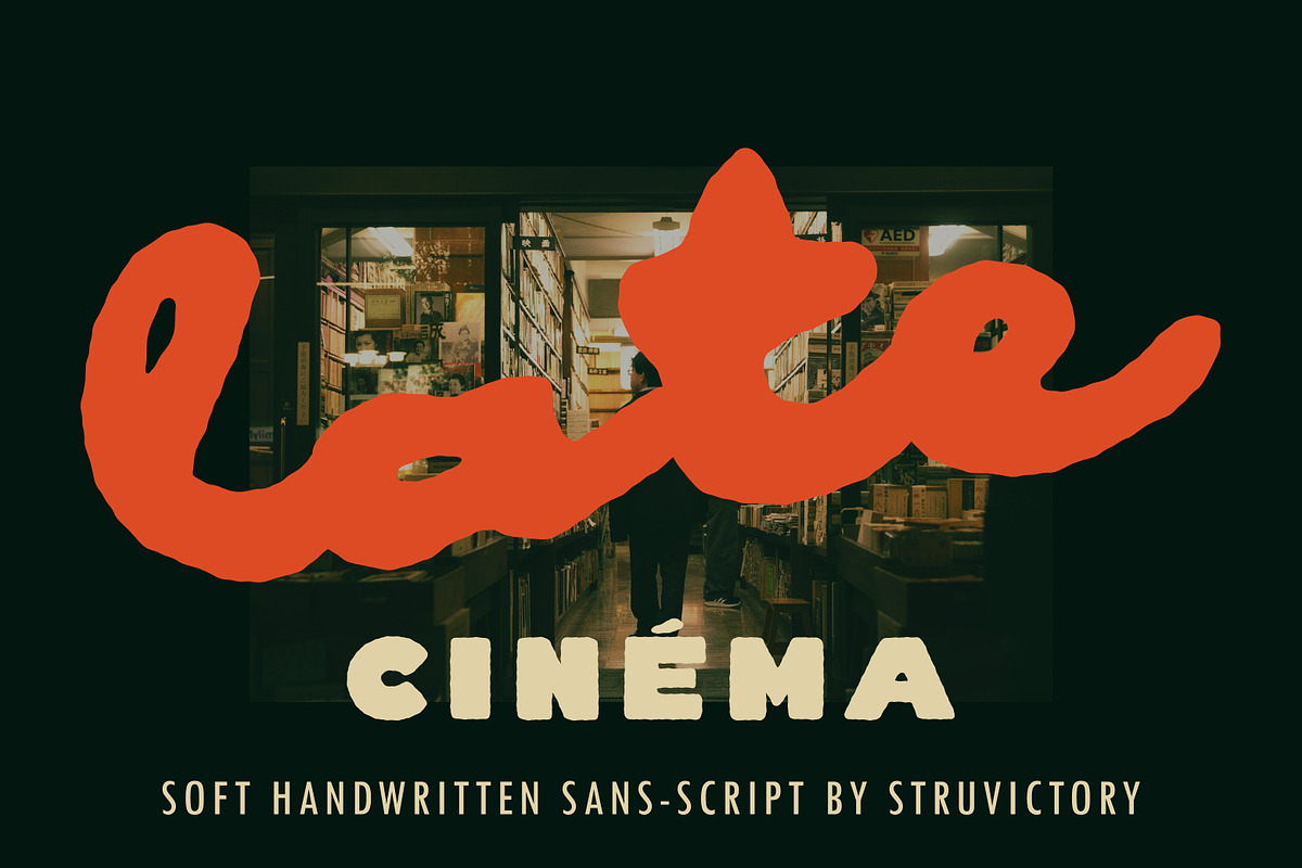 Late Cinema Soft Handwritten Script, a Script Font by Struvictory.art (Photo 1 of 9)