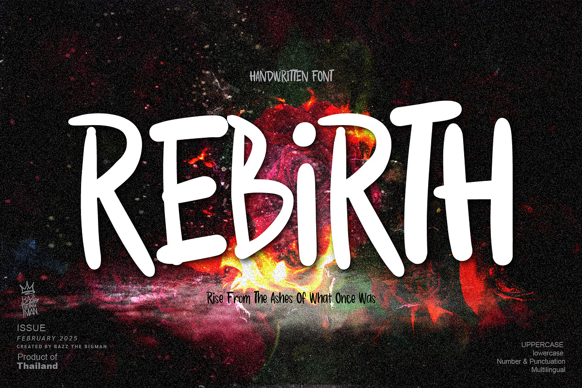 Rebirth, a Handwritten Font by BBtypeStudios (Photo 1 of 8)