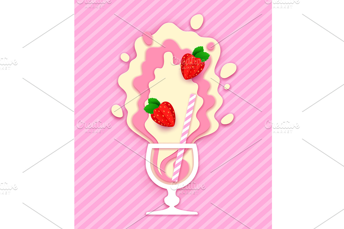 Paper cut milkshake cocktail, a Food Illustration by Vector Tradition