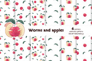 Worms and apples Watercolor patterns, a Pattern Graphic by Lagniappe Art (Thumbnail 1 of 9)