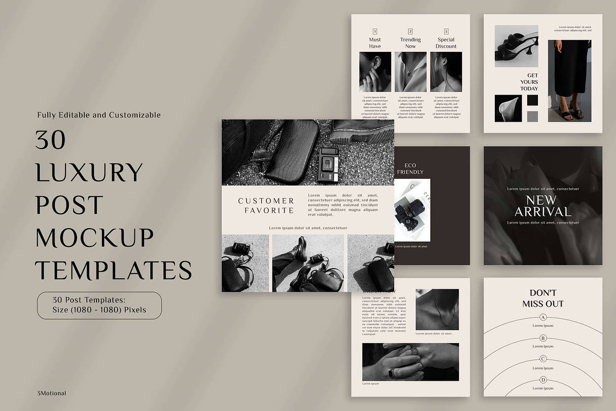 60 Luxury Product Mockup Templates, a Social Media Template by 3Motional (Photo 5 of 10)
