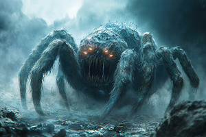 Massive spider creature emerges from, a Photo by Tanuart