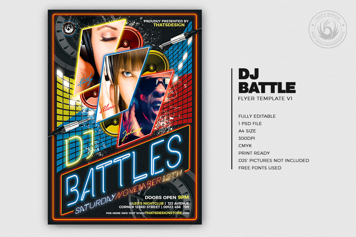 DJ Battle Flyer Template V1, a Flyer Template by ThatsDesignArt (Photo 2 of 7)
